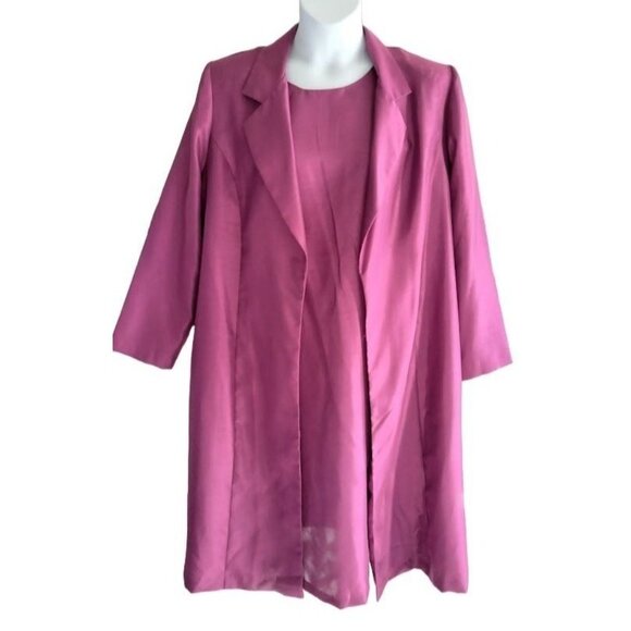 Blair Plus Size 22W Jacket & Dress Set Pink 2-Piece Suit Notch Lapel Open Front - Picture 2 of 11